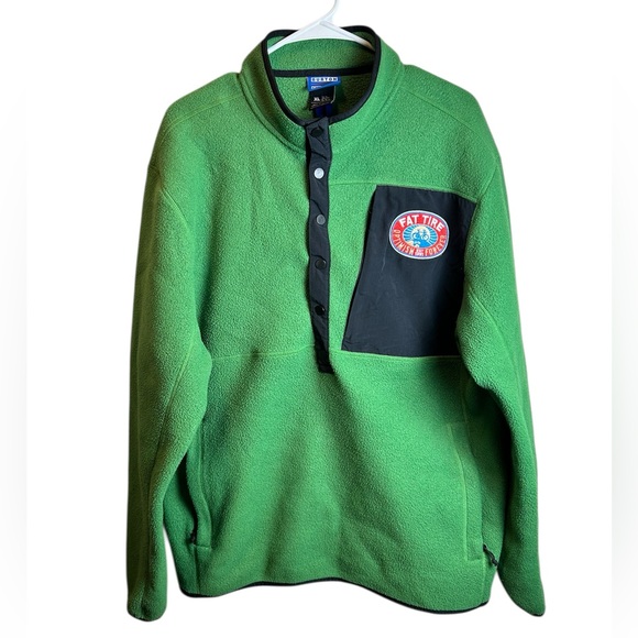 Vtg Fat Tire New Belgium Green Fleece Quarter Zip XL Optimism Forever Pullover